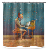 Cat's Dreamy Moonlight Shower Curtain